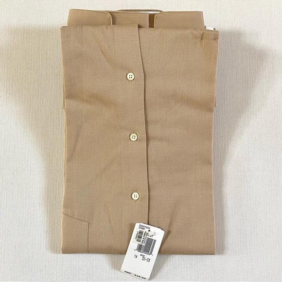 DKNY / THE UPTOWN SHIRT, 100% COTTON MENS LONG SLEEVE SHIRT SIZE L 16 32-33 TAN - Picture 4 of 8